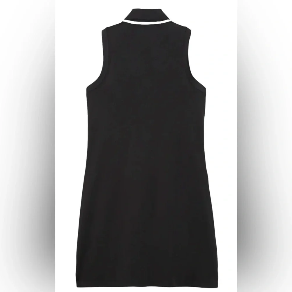 NWT Everyday Pique Puma Black Golf Polo Dress with White Trim - Picture 2 of 6